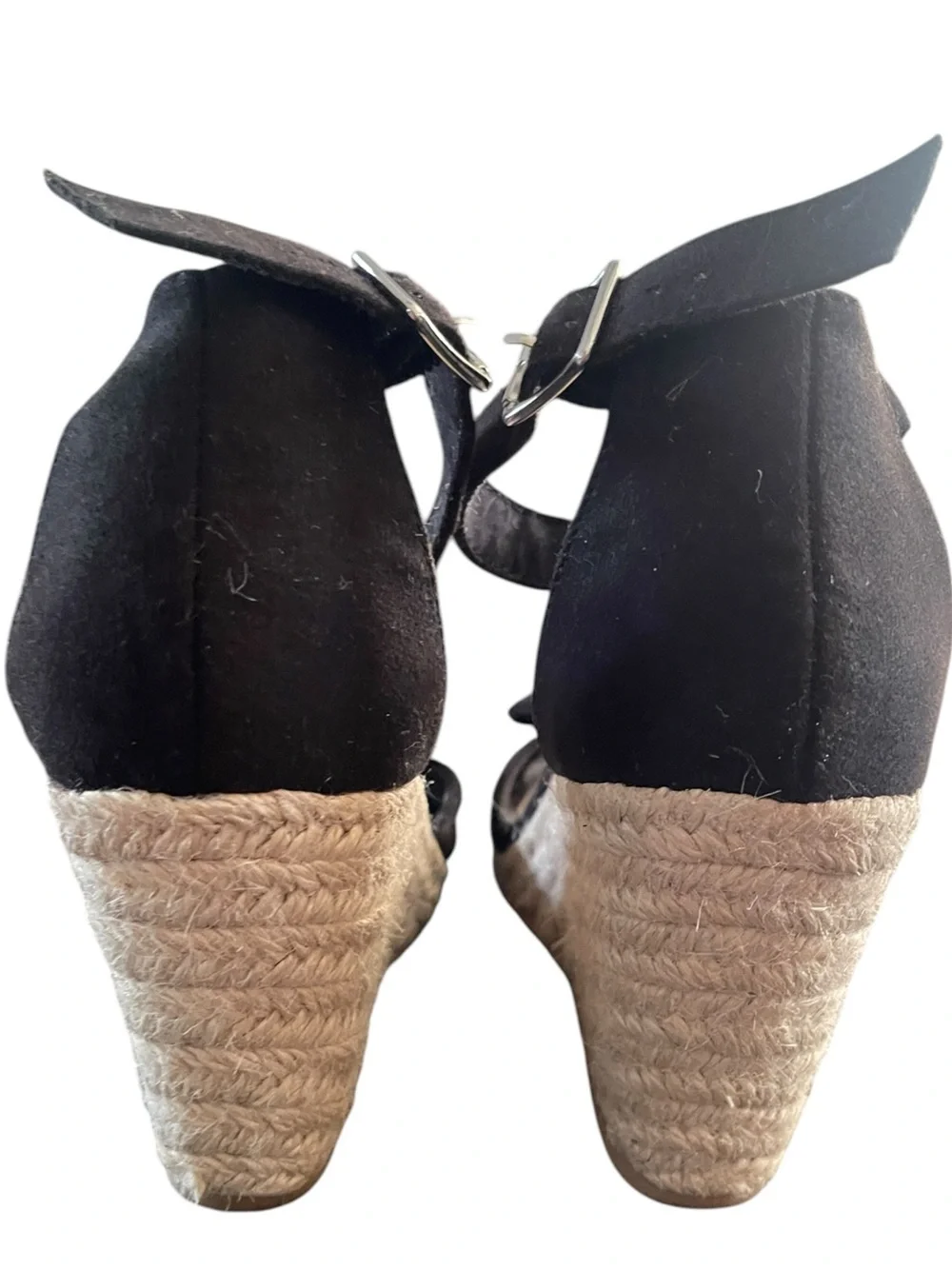 Old Navy sueded bow-tie espadrille wedges with woven jute heel summer casual 8.5
